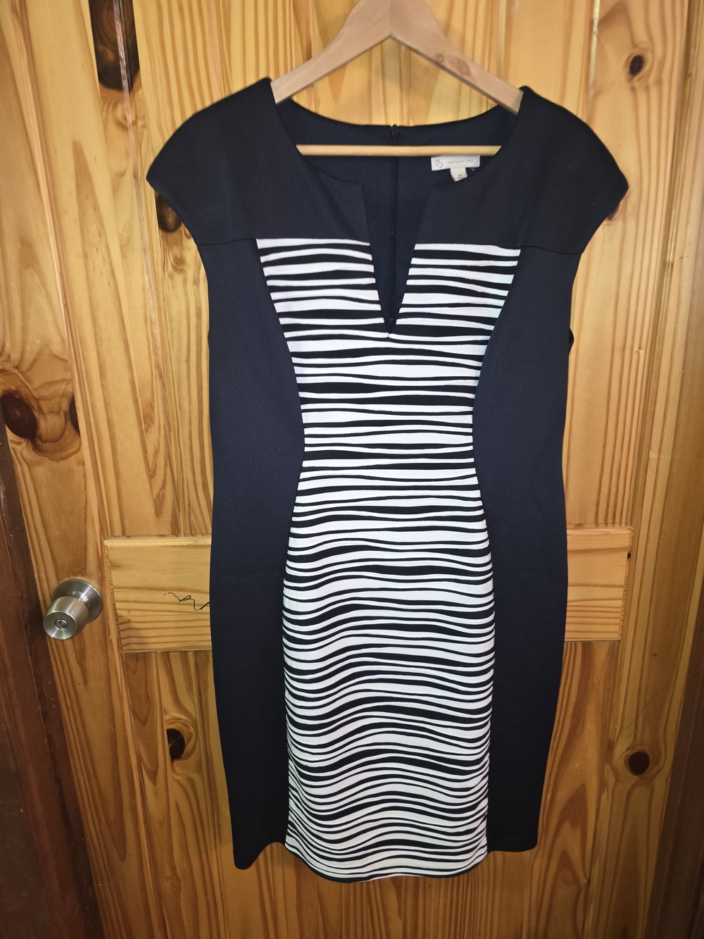 Dress with White Striped Center Panel